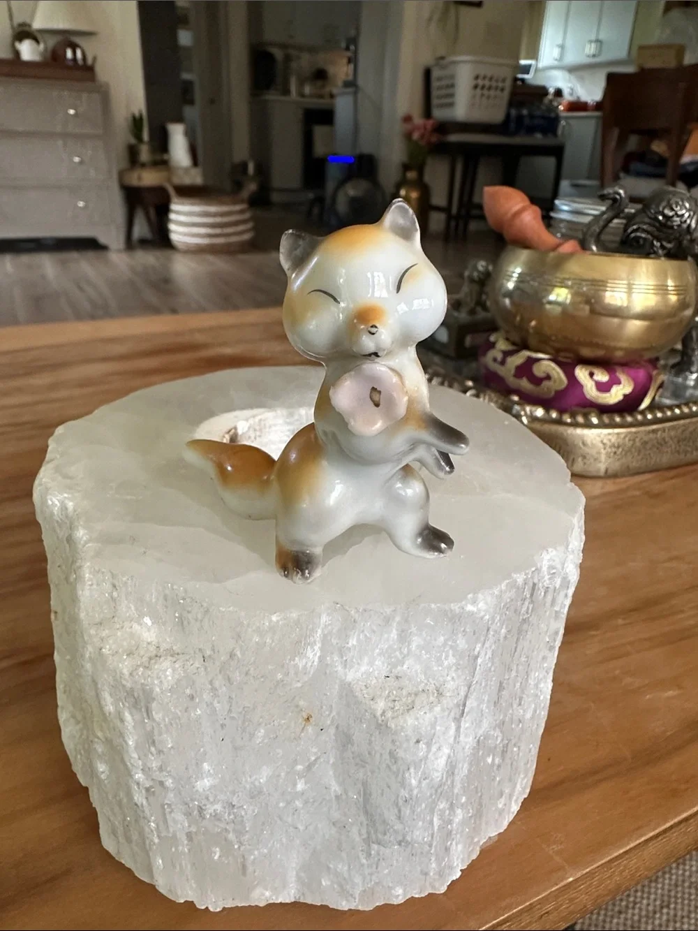 Vintage red letter Japan fox figure 2”